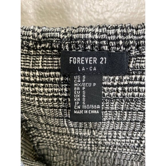 Forever 21 Plaid Black White Sleeveless Romper Small Adjustable Straps Pockets - Picture 3 of 8